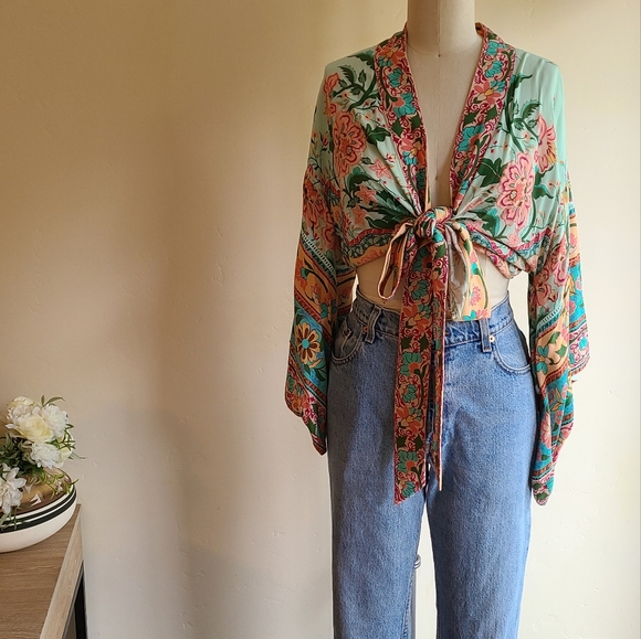 NWOT Lotus Kimono Top in Peacock - Picture 3 of 11